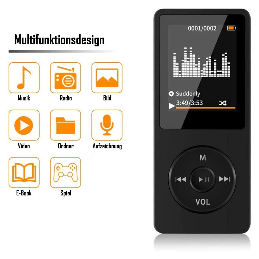 FeelGlad MP3-Bluetooth-Player mit Lautsprecher MP3-Player (FM-Radiofunktion)