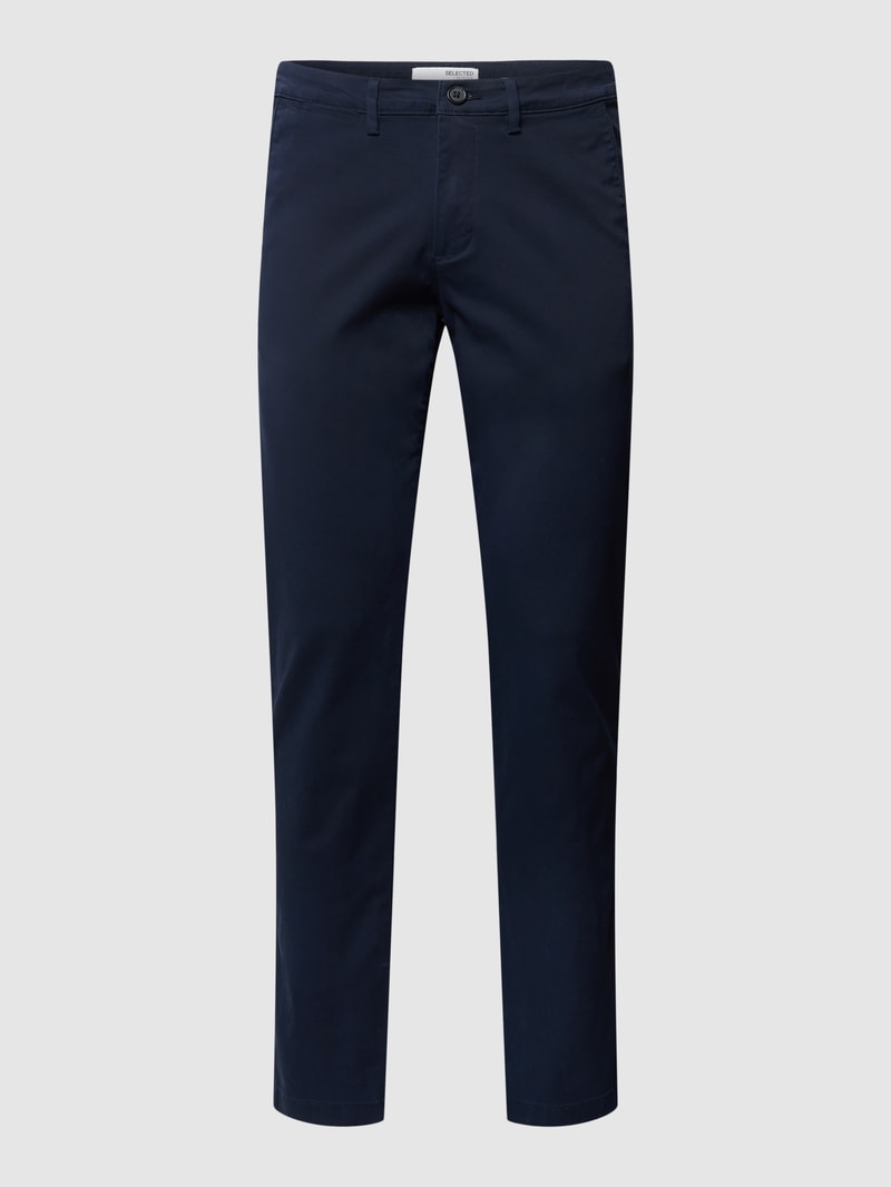 Slim Fit Chino in unifarbenem Design Modell 'NEW Miles' in marineblau