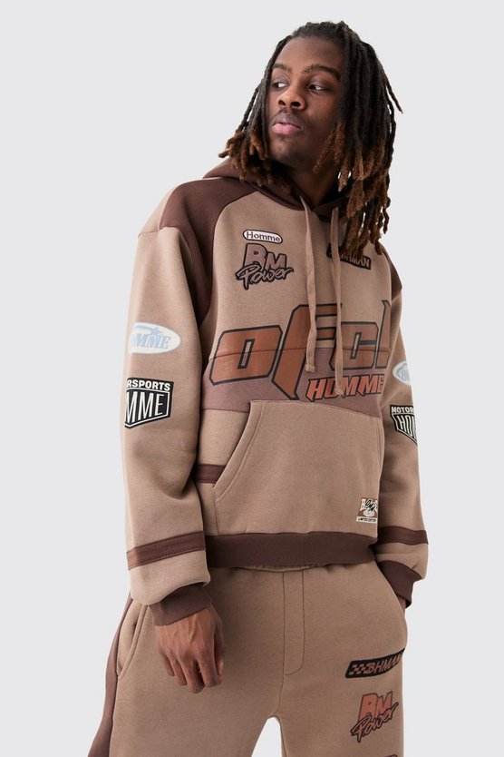 Kastiger Oversize Hoodie mit Moto-Applikation