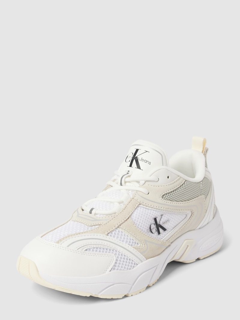 Chunky Sneaker mit Label-Details Modell 'RETRO TENNIS' in weiss