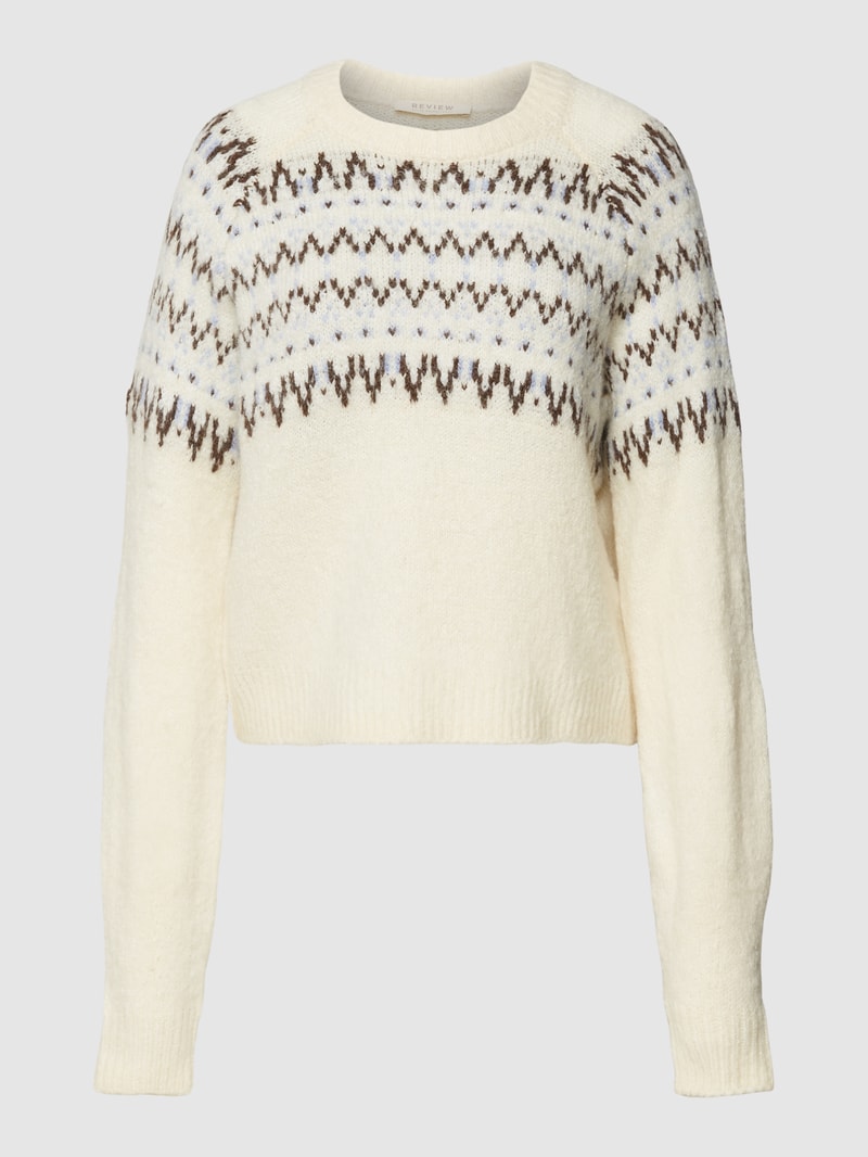 Norwegerpullover mit Raglanärmeln in beige meliert