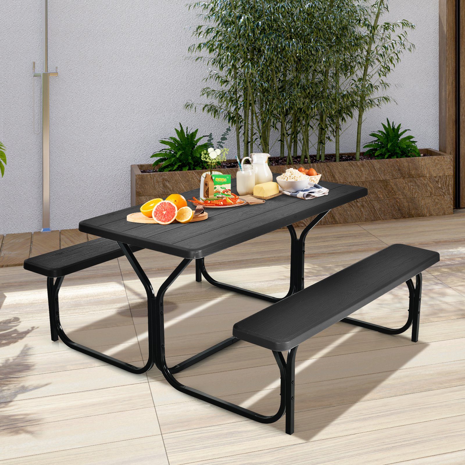 COSTWAY Bierzeltgarnitur, (3-tlg), bis 200kg belastbar, 137x150x72cm