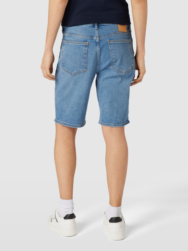 Slim Fit Jeansshorts mit Kontrastnähten in royalblau meliert