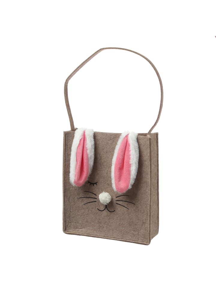 MARELIDA 2er Set Ostertaschen Häschen mit Schlappohren Osternest Hasentaschen in braun günstig kaufen onesize