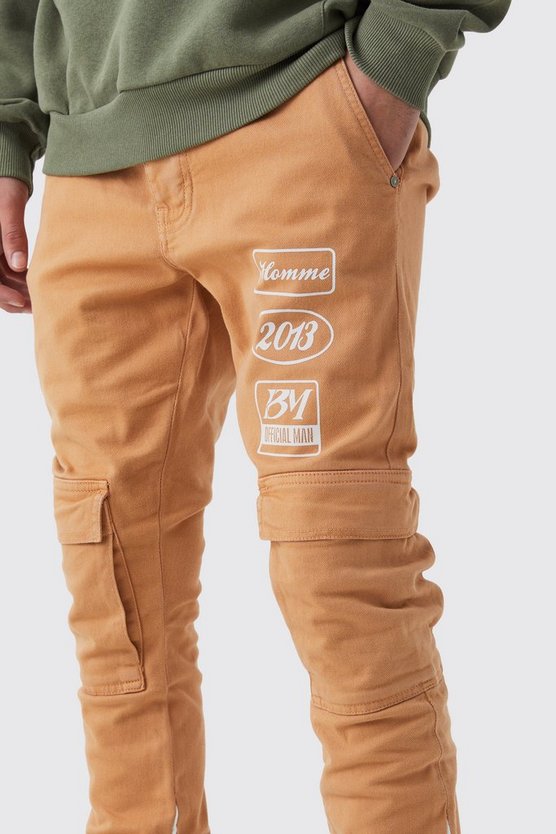 Skinny Schlaghose mit Moto-Detail