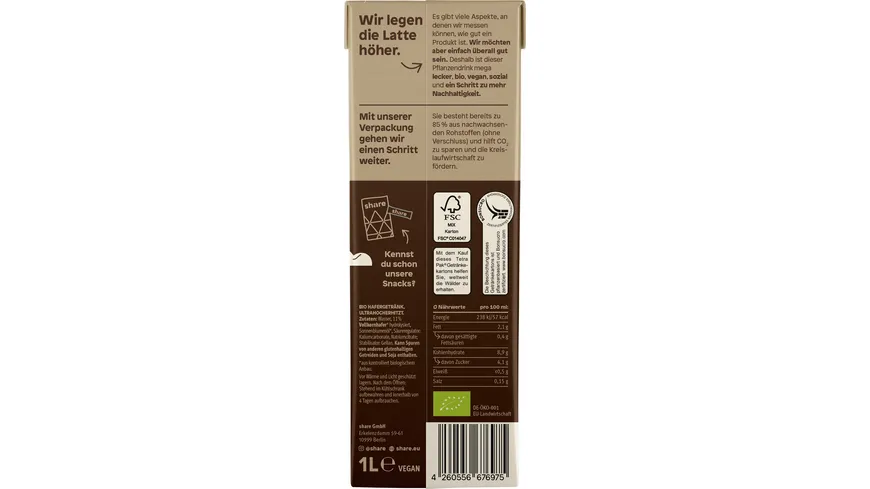 share Bio Hafergetränk Barista 1 l