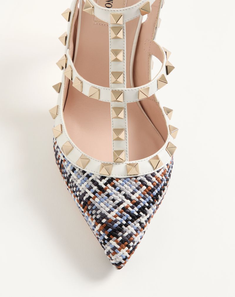 Rockstud pumps van geweven stof, 100 mm