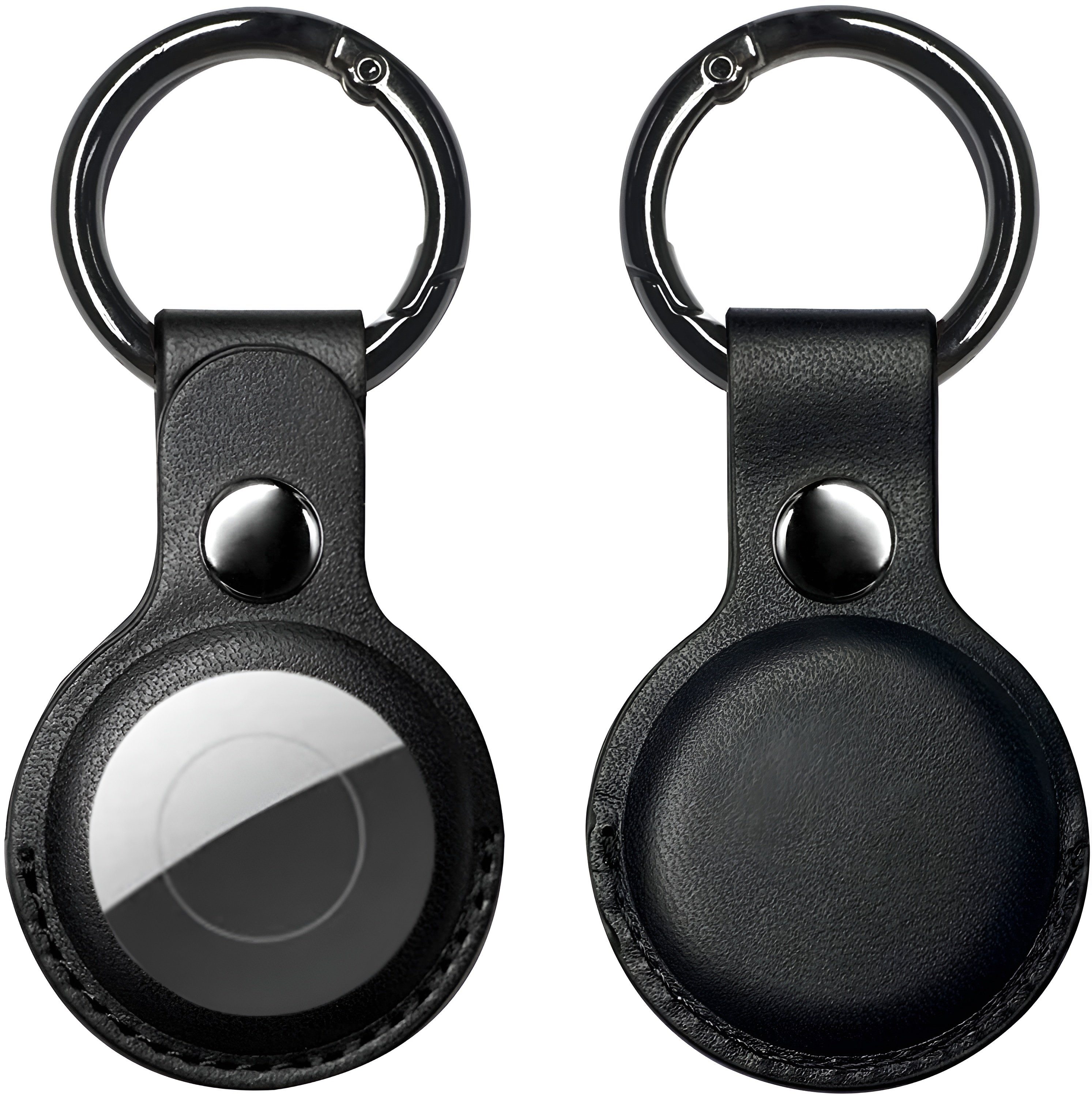 Bingo Schlüsselanhänger Set Schlüsselanhänger Airtag Anhänger Hülle - Apple Air Tags Leder Schwarz (Eleganz Aufhängung Taschen Haustierhalsband Clip-Verschluss Hochwertig Tracker Geschenkset, 2-tlg., Stahlkarabiner mit Lederhülle), Vielseitige Aufhän