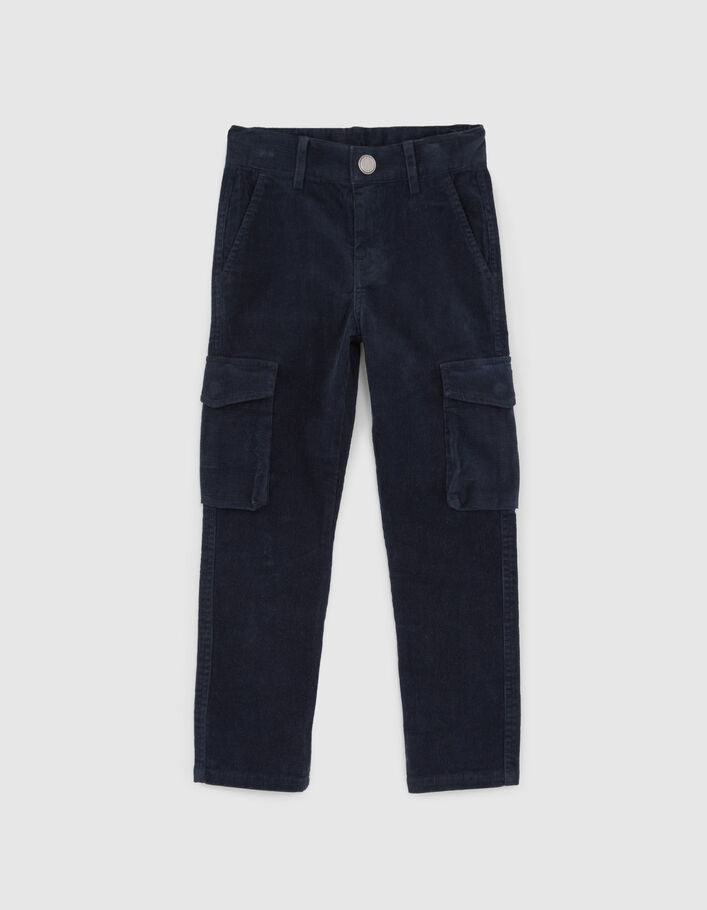 Pantalon BATTLE marine en velours garçon