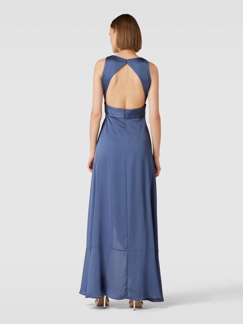 Abendkleid mit V-Ausschnitt in rauchblau