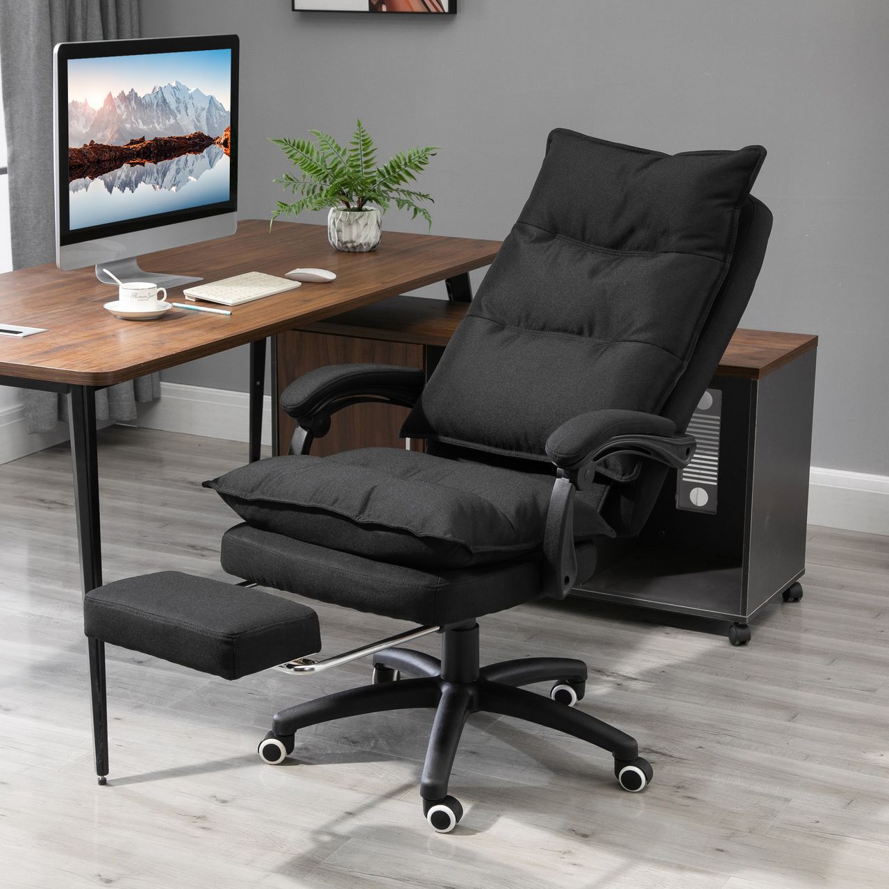 Vinsetto Bürostuhl massage, Chefsessel mit Massagefunktion, Gaming Stuhl, höhenverstellbarer, ergonomischer Drehstuhl, Massage Sessel, Nylon, Schwarz, 70 x 62 x 120-130 cm