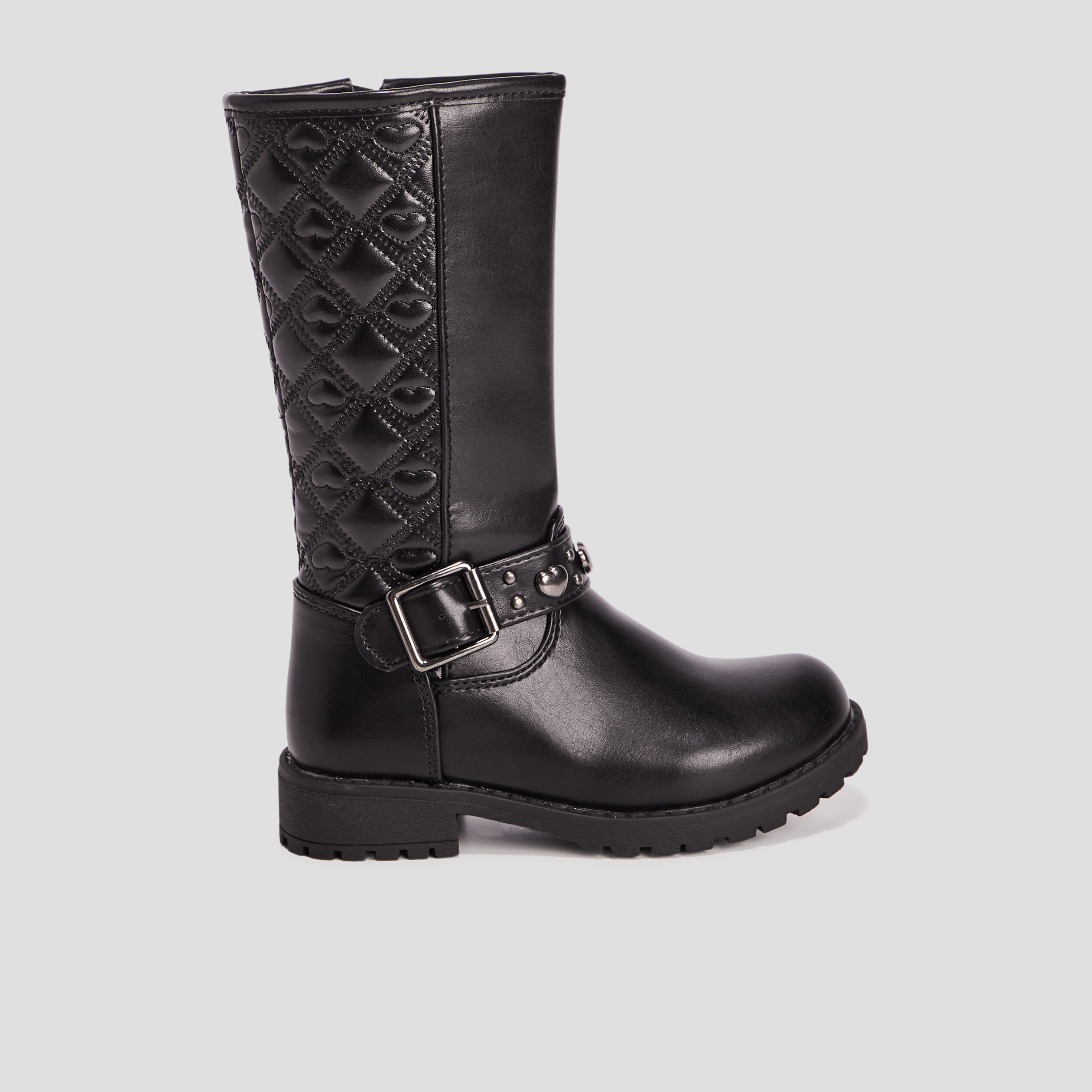 Bottes zippées matelassées noir fille | La Halle