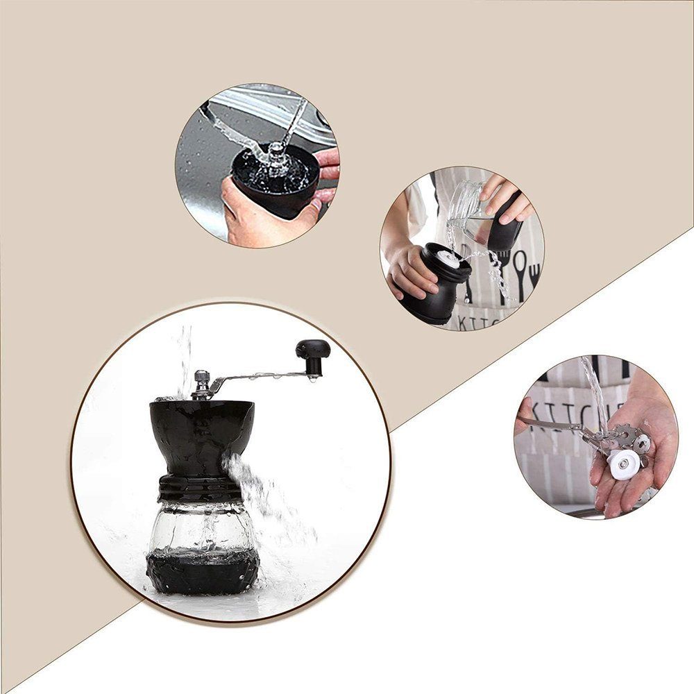 Zimtky Kaffeemühle Kaffeemühle manuell, mit 2 Gläsern Edelstahlgriffe, kaffeemühlen