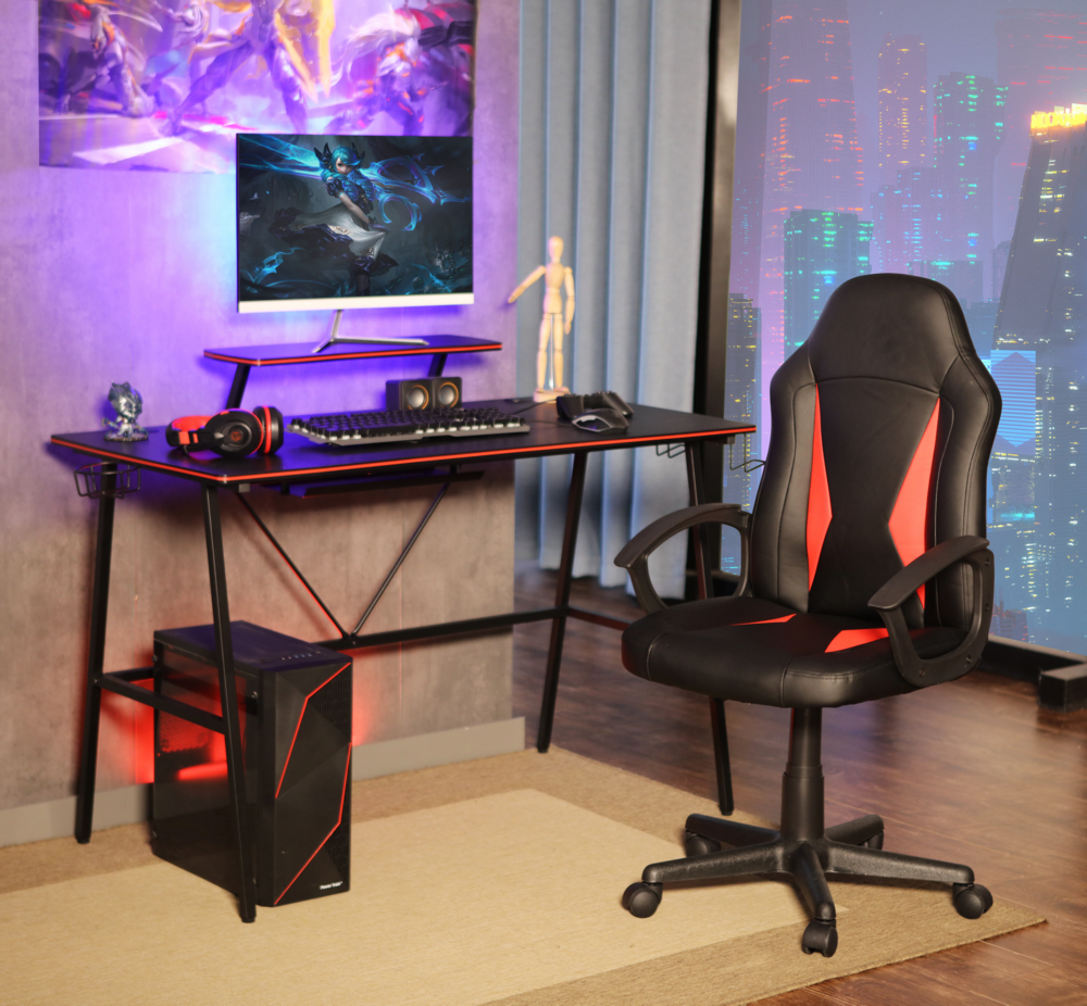 Happy Home Happy Home Gamingtisch mit Displayständer, Getränkehalter & 2 Aufbewahrungshaken