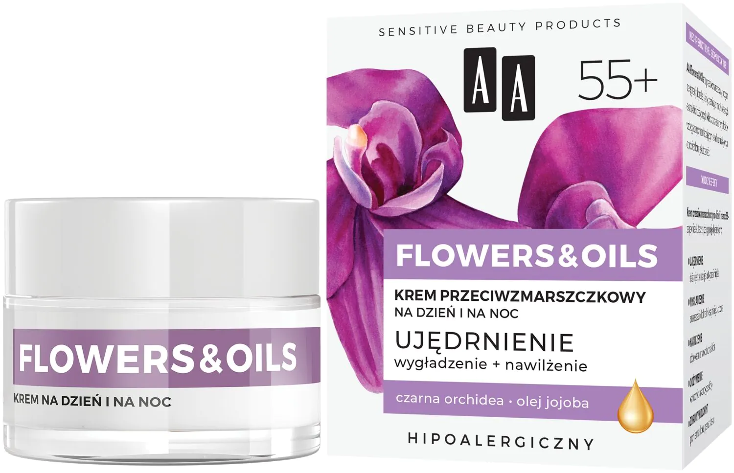 AA Flowers&Oils 55+ Opstrammende antirynke dag- og natcreme