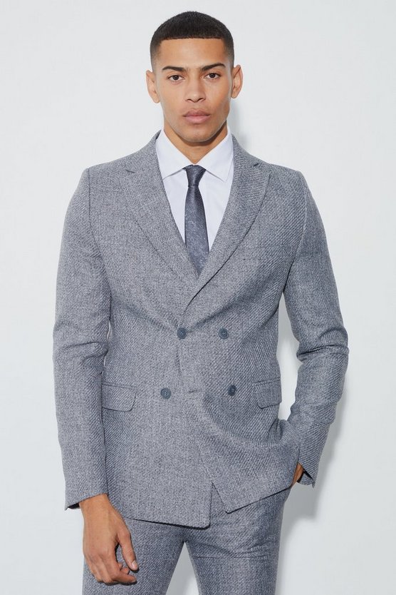 Zweireihiger Skinny Bouclee-Blazer