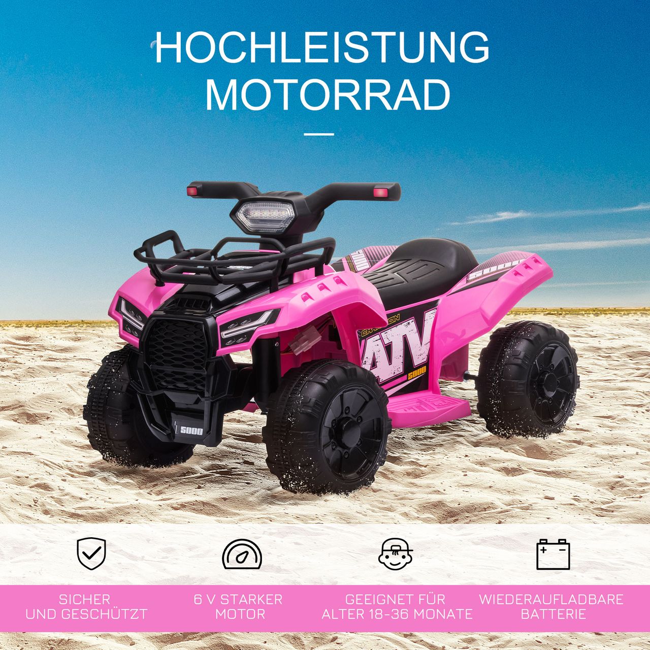 HOMCOM Mini Elektro-Quad Kinder Elektro ATV Kinderwagen Kinderauto Rosa