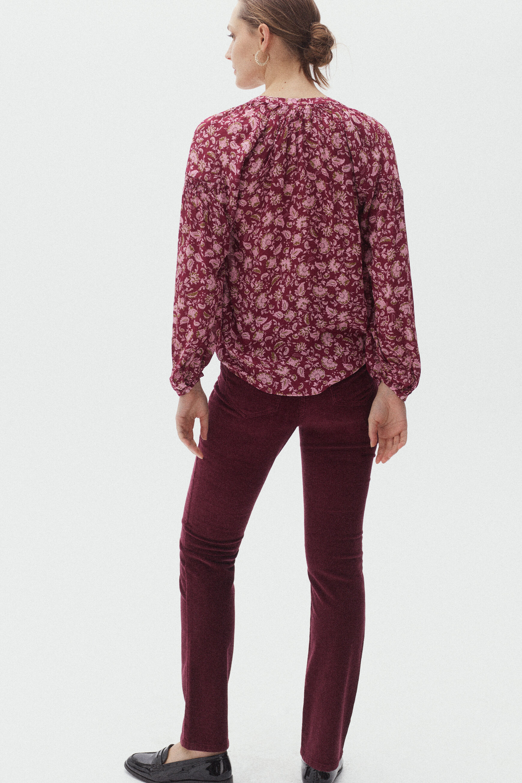 pantalon chicago velours bordeaux femme