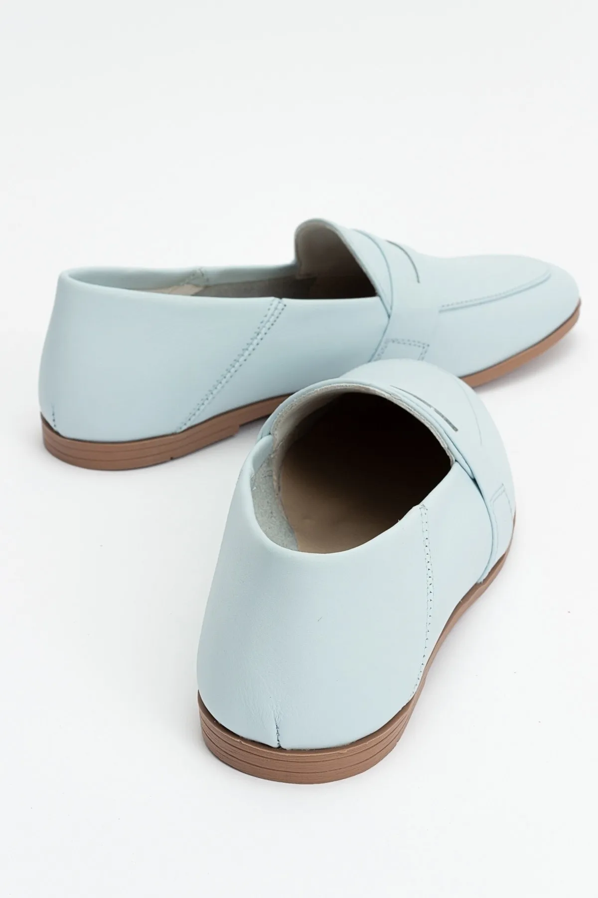 LuviShoes  Babyblaue Ballerinas aus echtem Leder für Damen