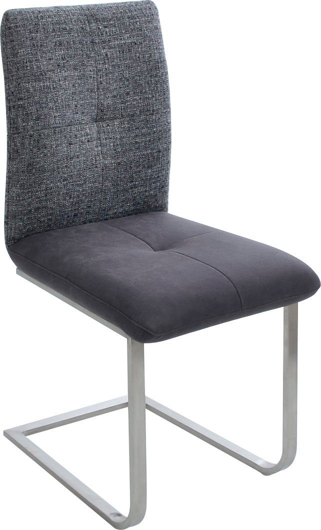 K+W Komfort & Wohnen Freischwinger Giacomo II (Set, 2 St), mit Metallgriff am Rücken, Sitz und Rücken gesteppt in Materialmix