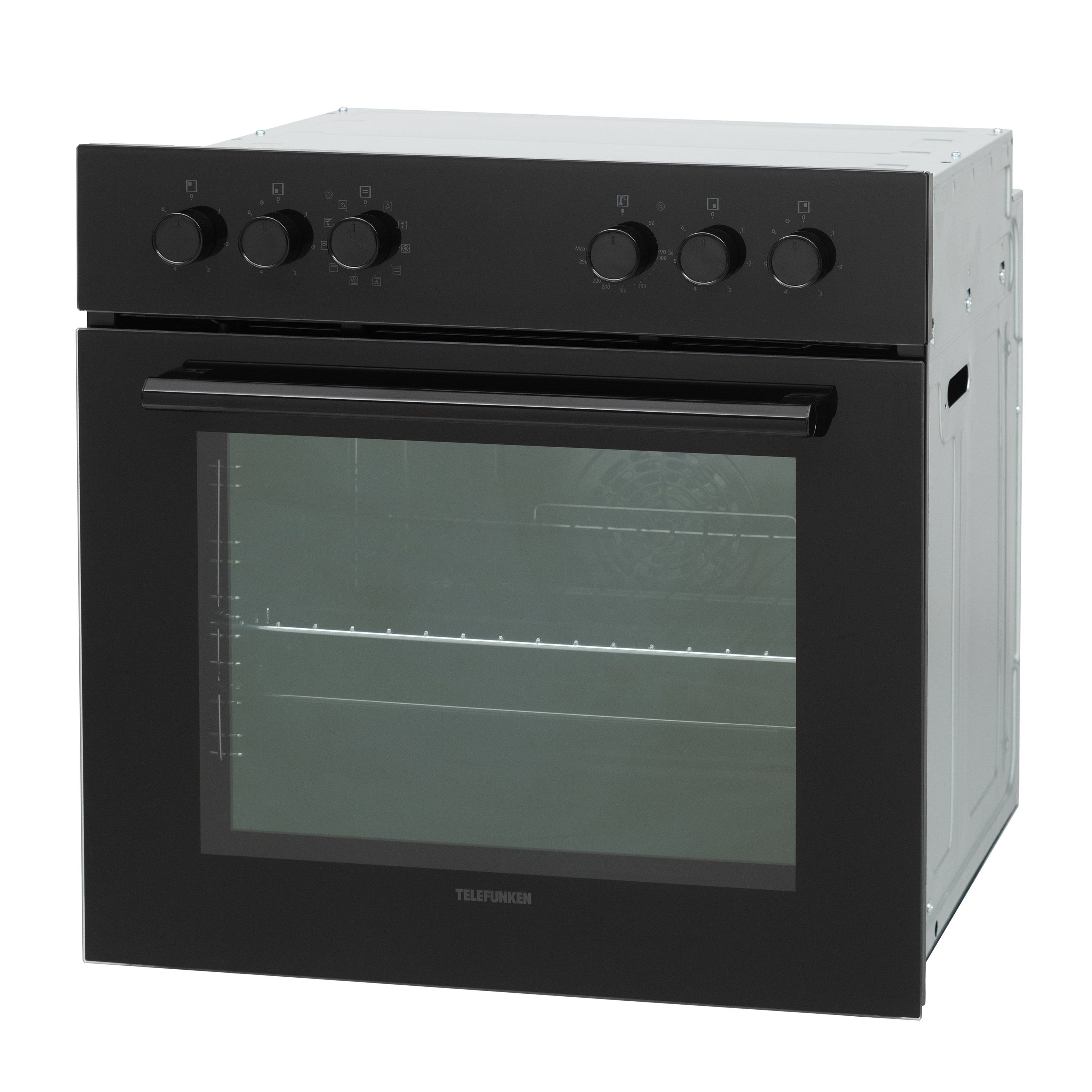 Telefunken Elektro-Herd-Set ECHS65A-B, VapClean, Einbauherdset, 65 L, Backofen & Glaskeramik-Kochfeld, Hot Air Shield