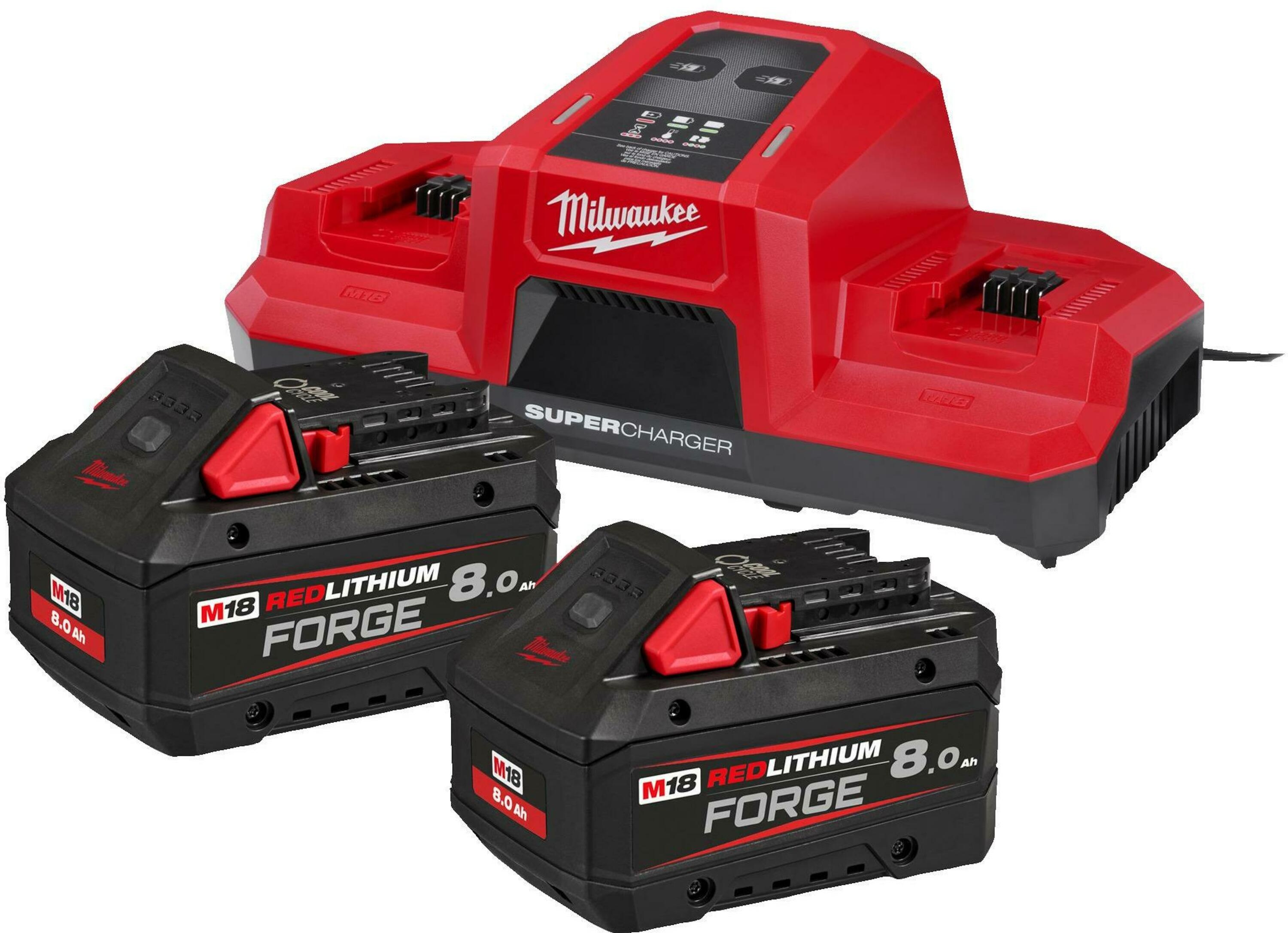 Milwaukee-tilbehør 4933498616 M18 FORGENRG-802DBSC batteriladesett (2x 8,0 Ah batteri + DBSC hurtiglader)