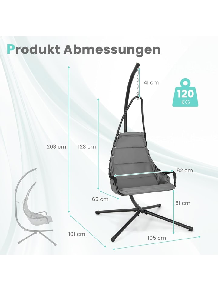 COSTWAY Hängesessel mit Gestell in Grau günstig kaufen onesize