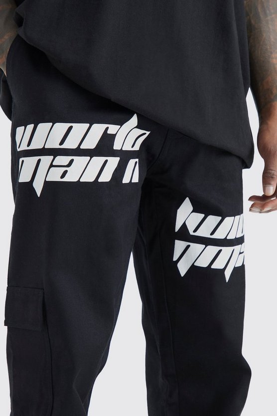 Lockere Cargohose mit gespleißtem Print