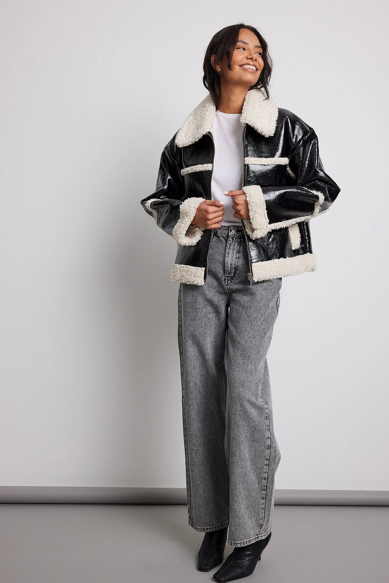 Bonded Teddy-Detail-Jacke