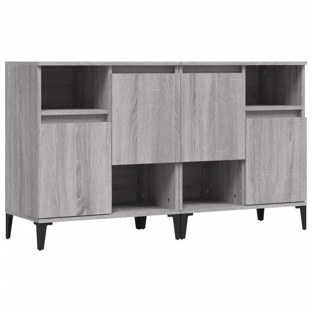 vidaXL Anrichte Sideboards 2 Stk Grau Sonoma 60x35x70 cm Holzwerkstoff