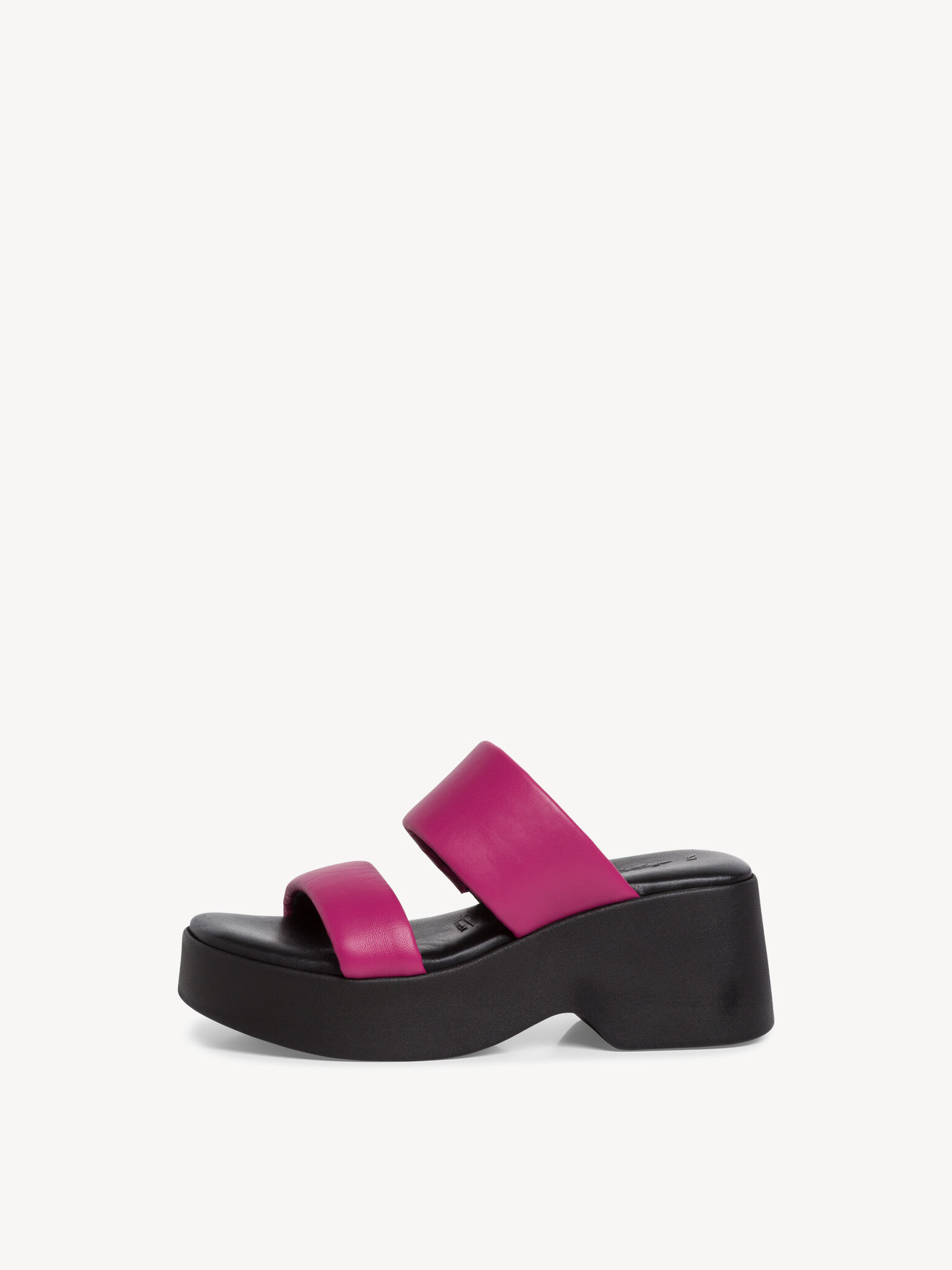 Mule en cuir - rose fuchsia