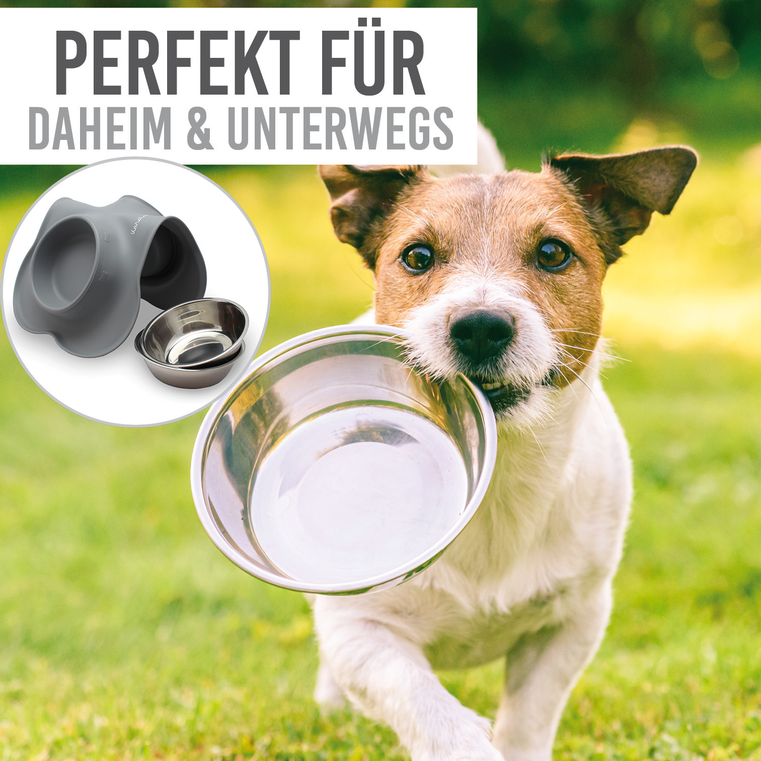 KaraLuna Futternäpfe KaraLuna Napfunterlage mit 4 Näpfen grau 850 ml