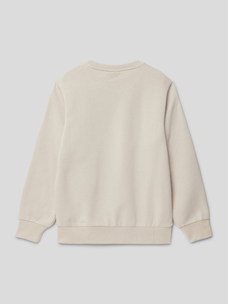Sweatshirt mit geripptem Rundhalsausschnitt in ecru