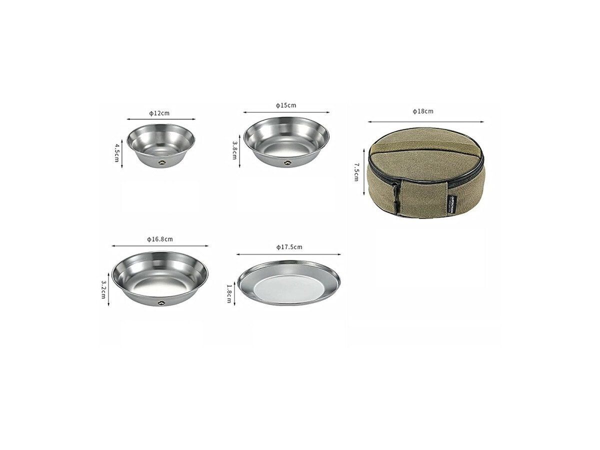 Campingmoon 8-teilige Tellerset mit Tasche