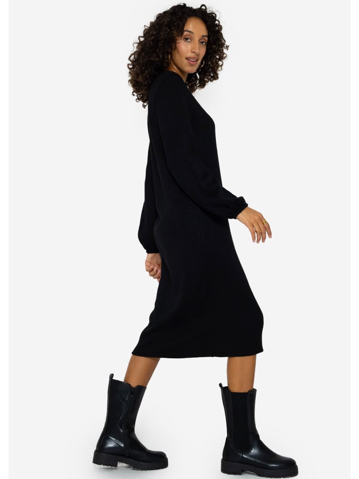SASSYCLASSY Softes Jerseykleid in Midilänge in Schwarz günstig kaufen