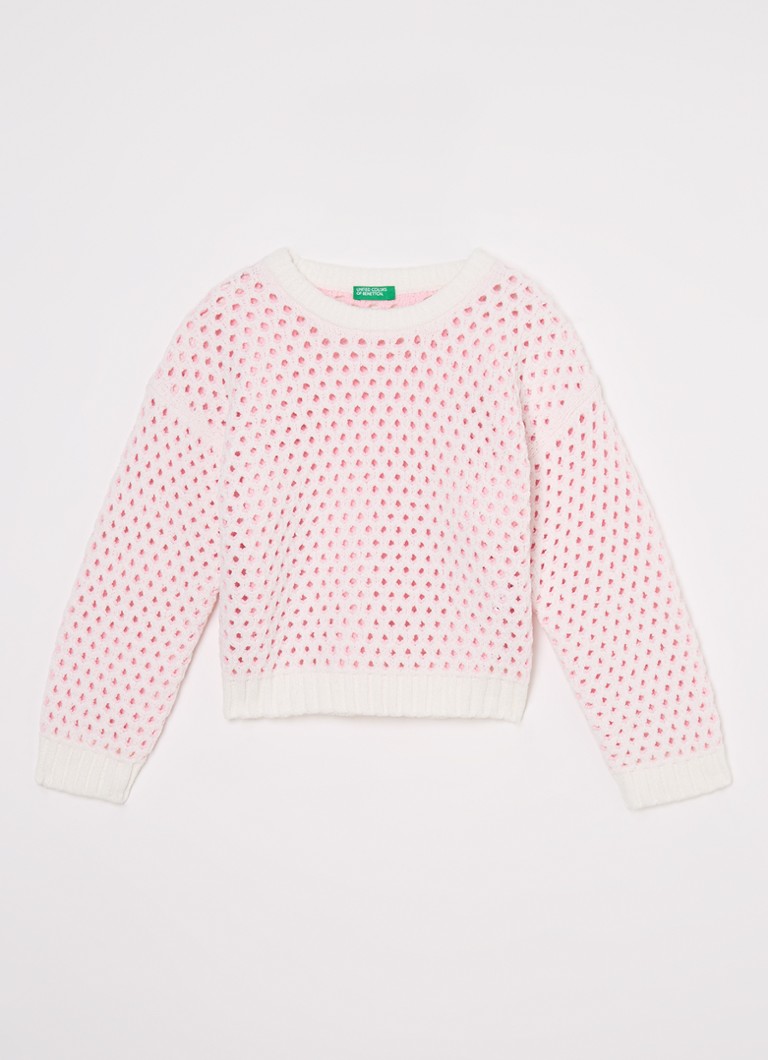 Pulover Benetton tricotat gros cu detalii ajurate