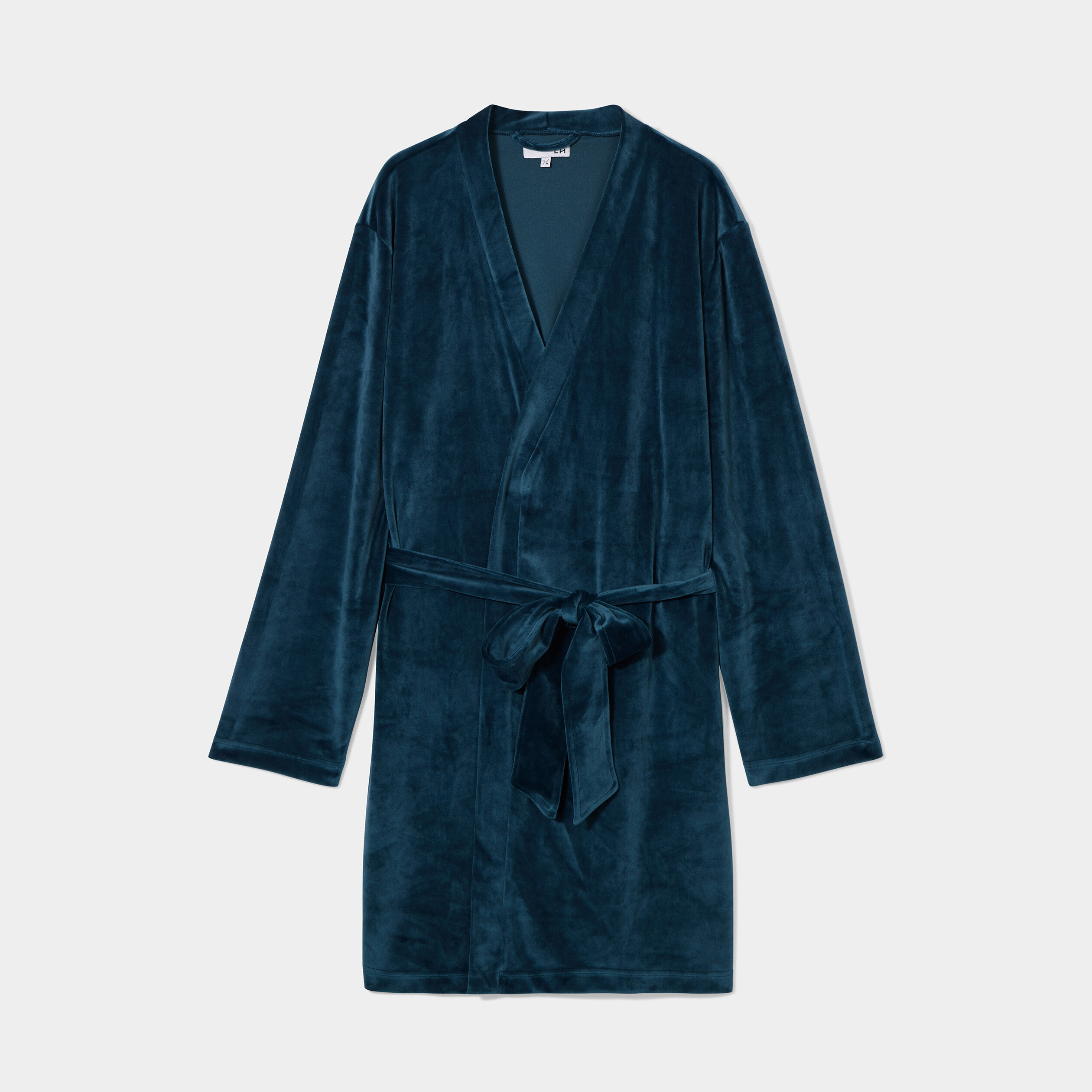 Peignoir velours ceinturé Miniato bleu canard femme | La Halle