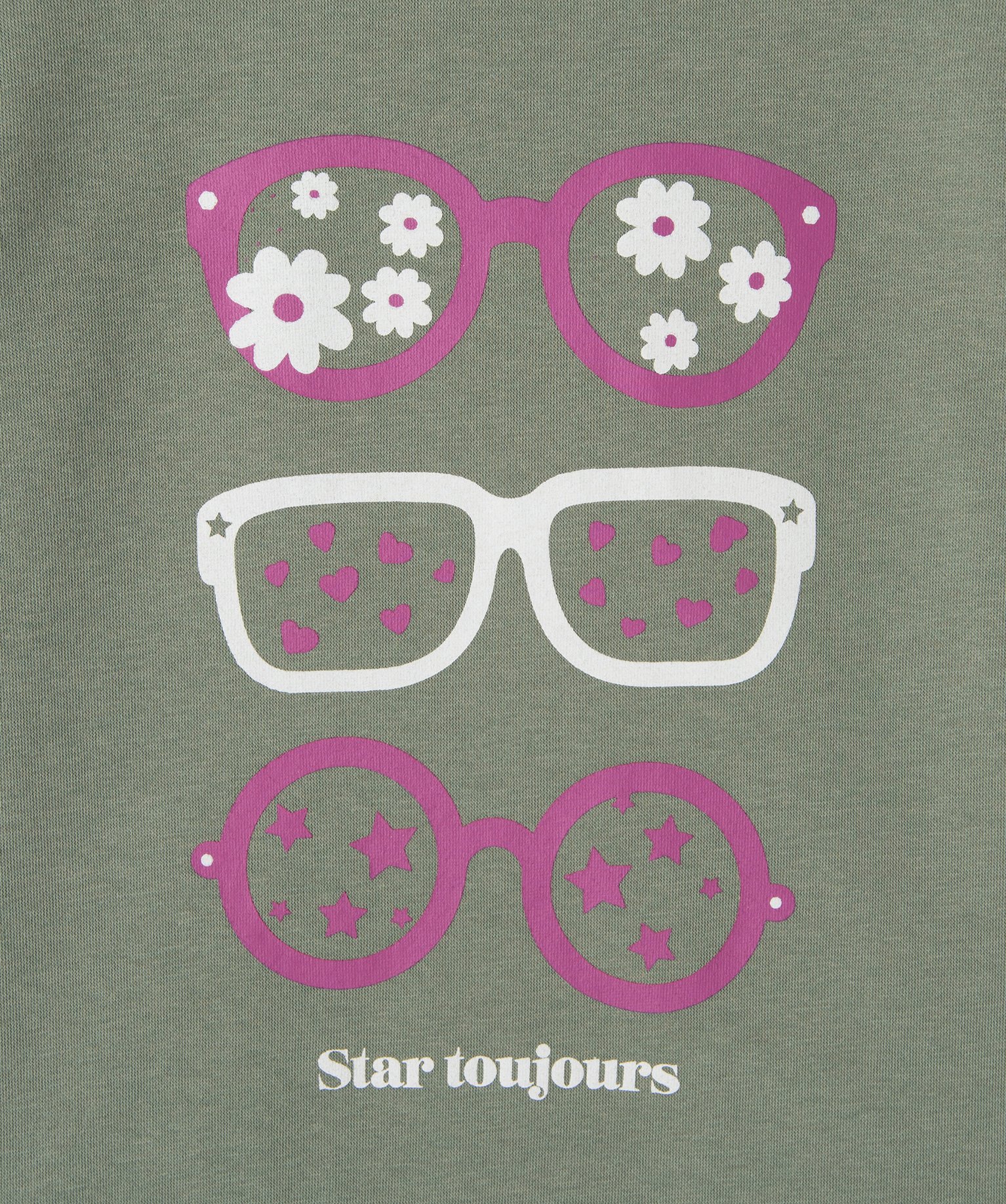 Sweat molletonné avec motif et message fille vert | GEMO