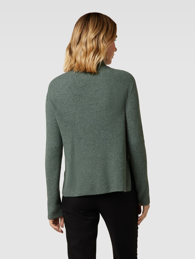 Strickpullover mit Turtleneck in dunkelgrün meliert