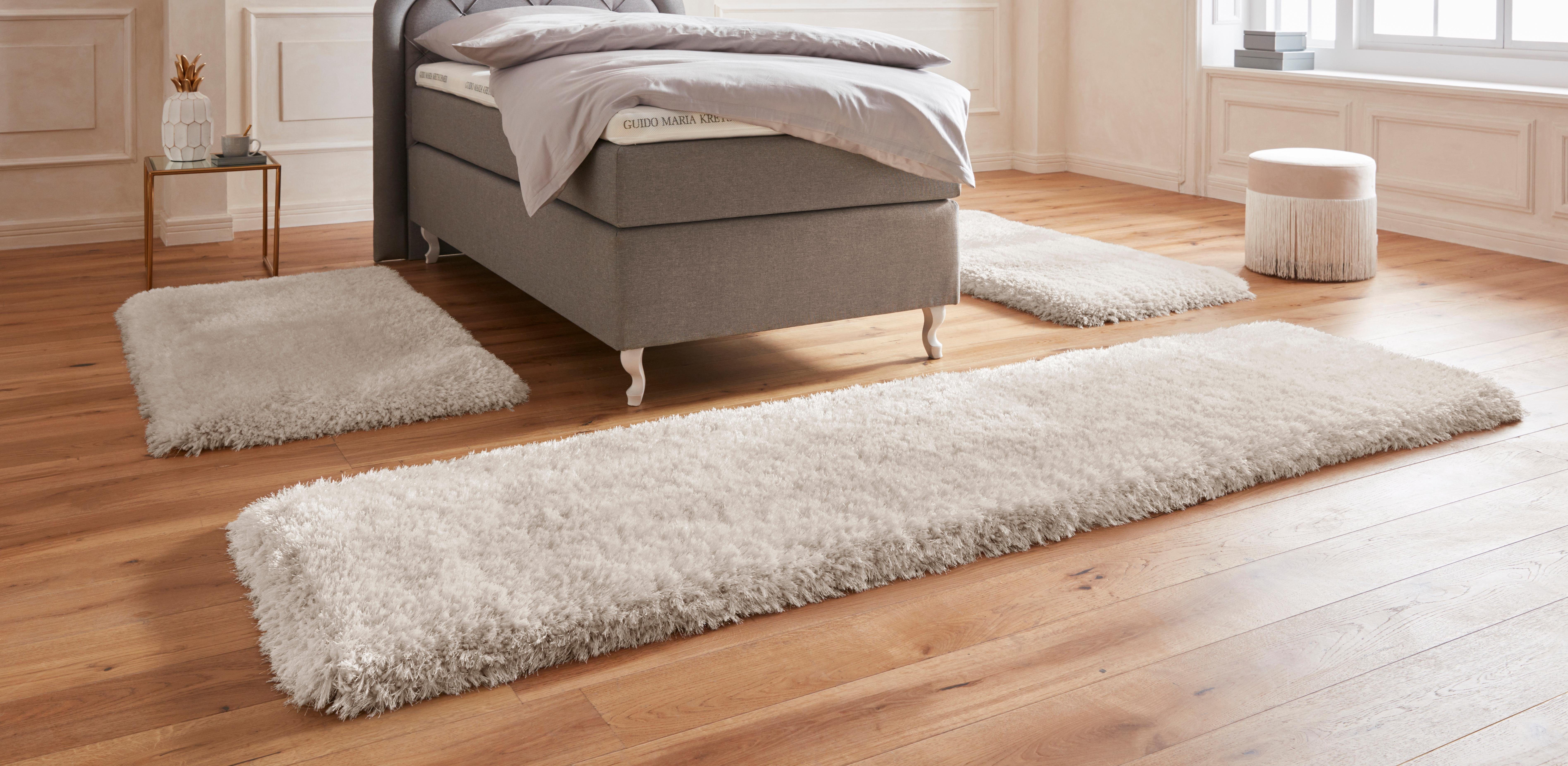 Bettumrandung Micro exclusiv Teppich Guido Maria Kretschmer Home&Living, Höhe 78 mm, (3-tlg), Bettvorleger, Läufer-Set, weich, unifarben, Mikrofaser, Schlafzimmer