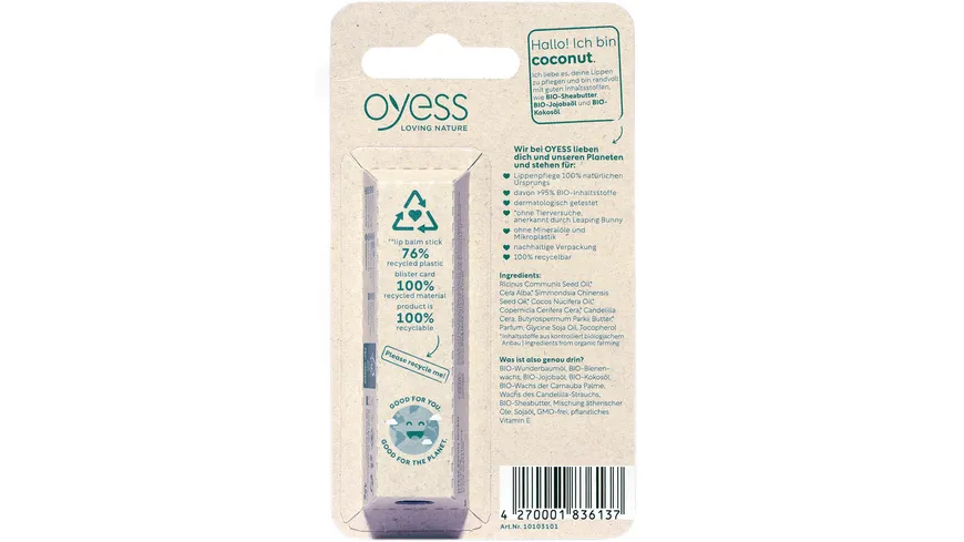 OYESS Lippenbalsamstift Coconut 4.8 g