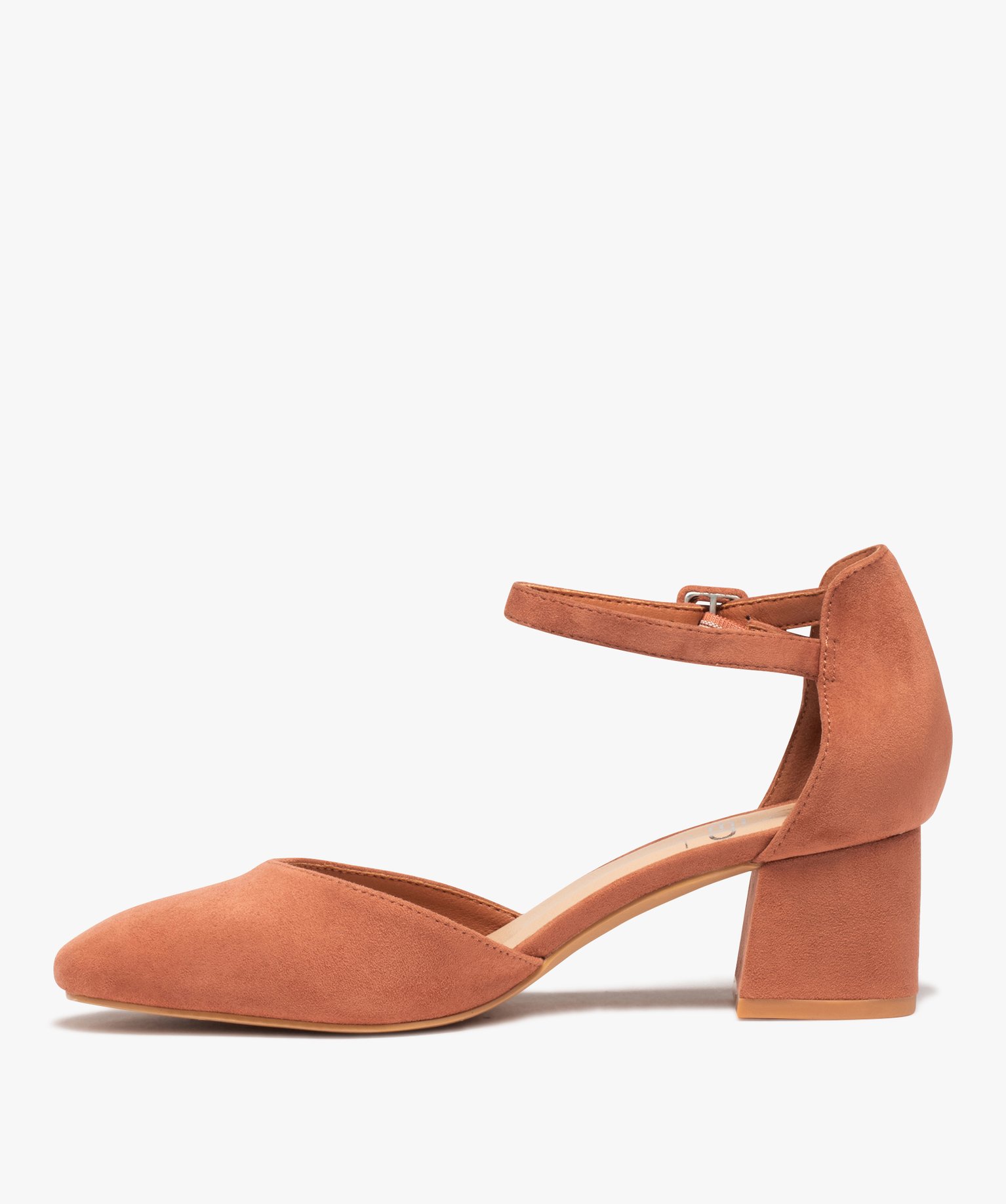 Escarpins femme à talon et bride dessus suédine unie rose | GEMO