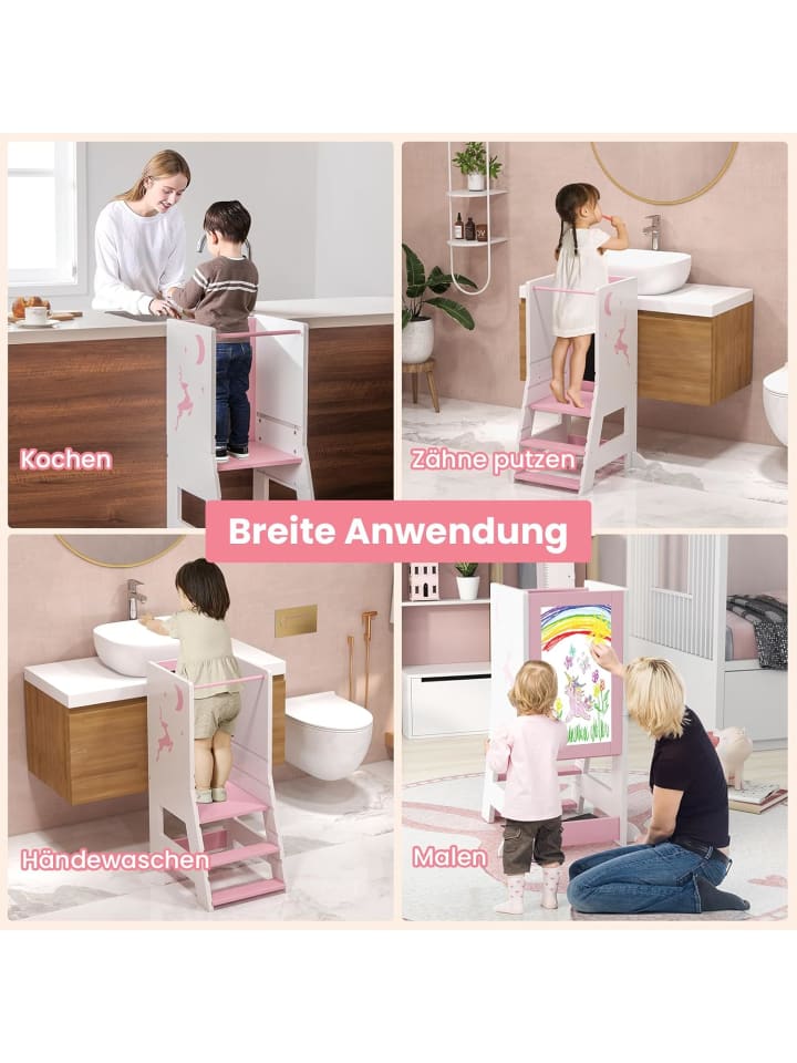 COSTWAY 2 in 1 Tritthocker 1-7 Jahre in Rosa günstig kaufen onesize