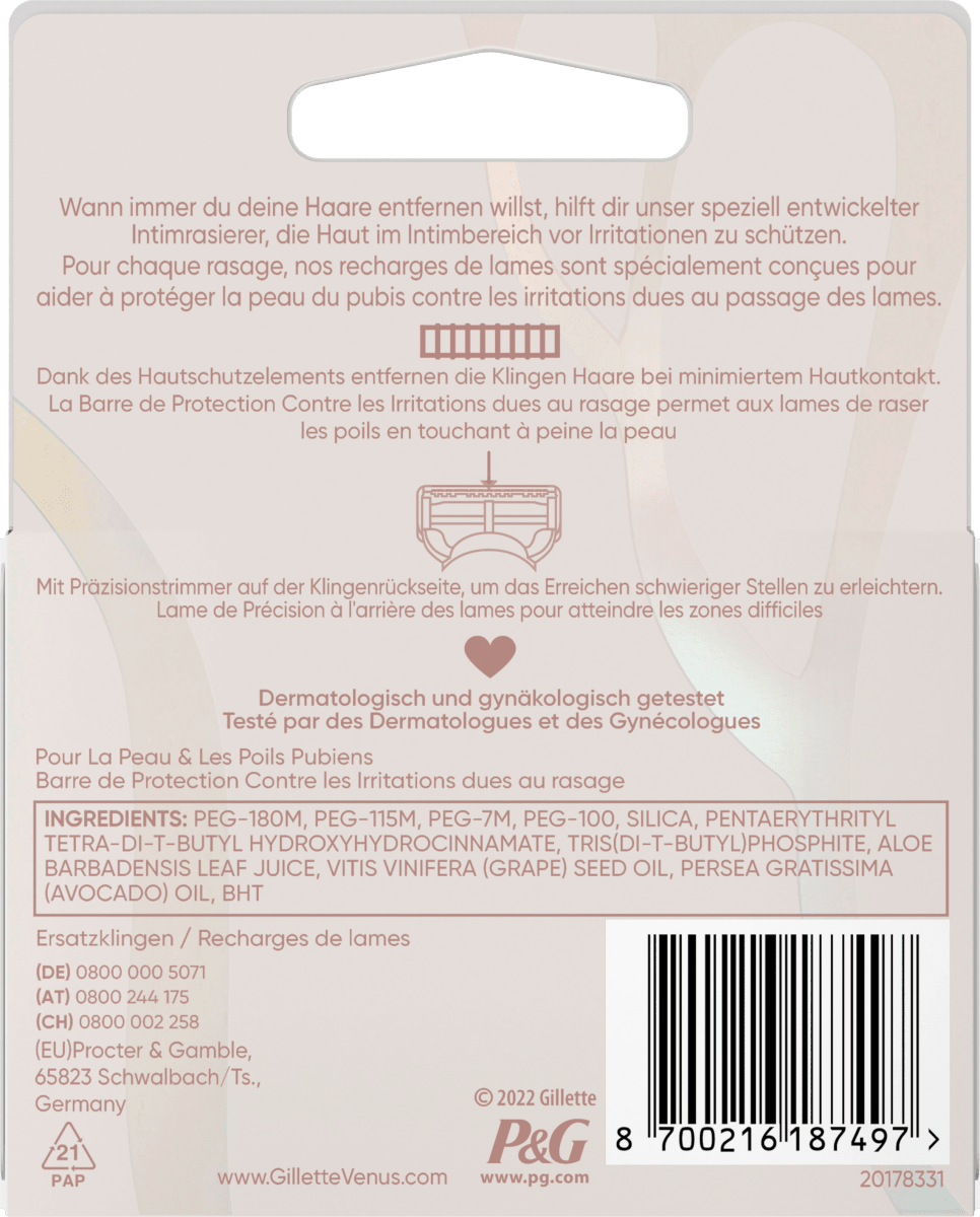 Rasierklingen für den Intimbereich, Aloe Vera, 4 St