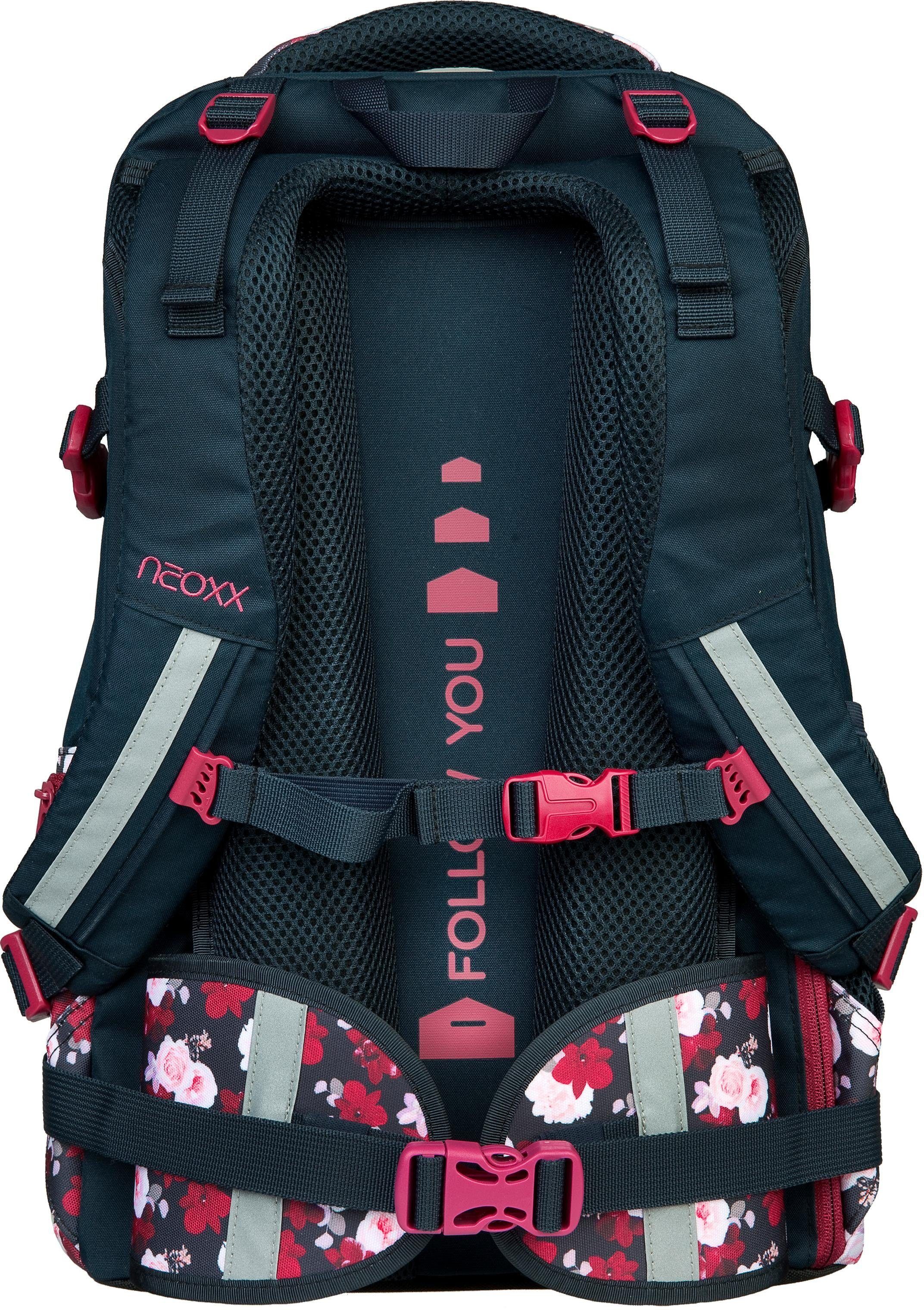 neoxx Schulrucksack Active, My Heart Blooms, aus recycelten PET-Flaschen