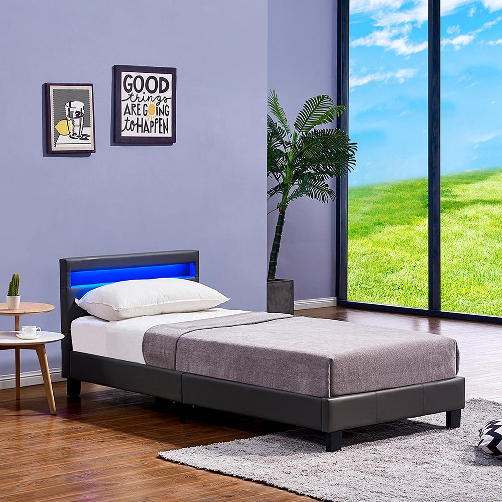 Home Deluxe LED Bett ASTRO 90 x 200 Dunkelgrau