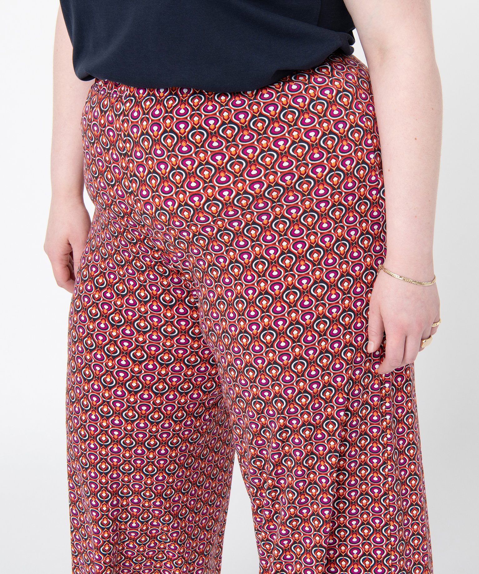 Pantalon femme grande taille ample à motifs graphiques imprime | GEMO