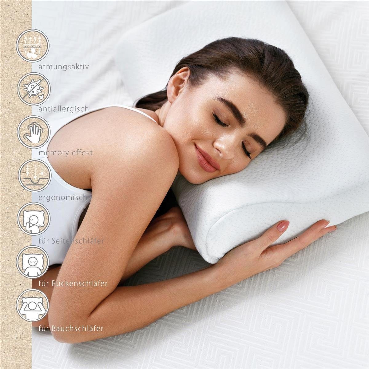 Nackenstützkissen Sei Design orthopädisches Nackenstützkissen VISCO AIR, Viscoelastisch, SEI Design, Bezug: Thermoregulierender Bezug, Rückenschläfer, Seitenschläfer, Bauchschläfer, Thermoregulierender Bezug