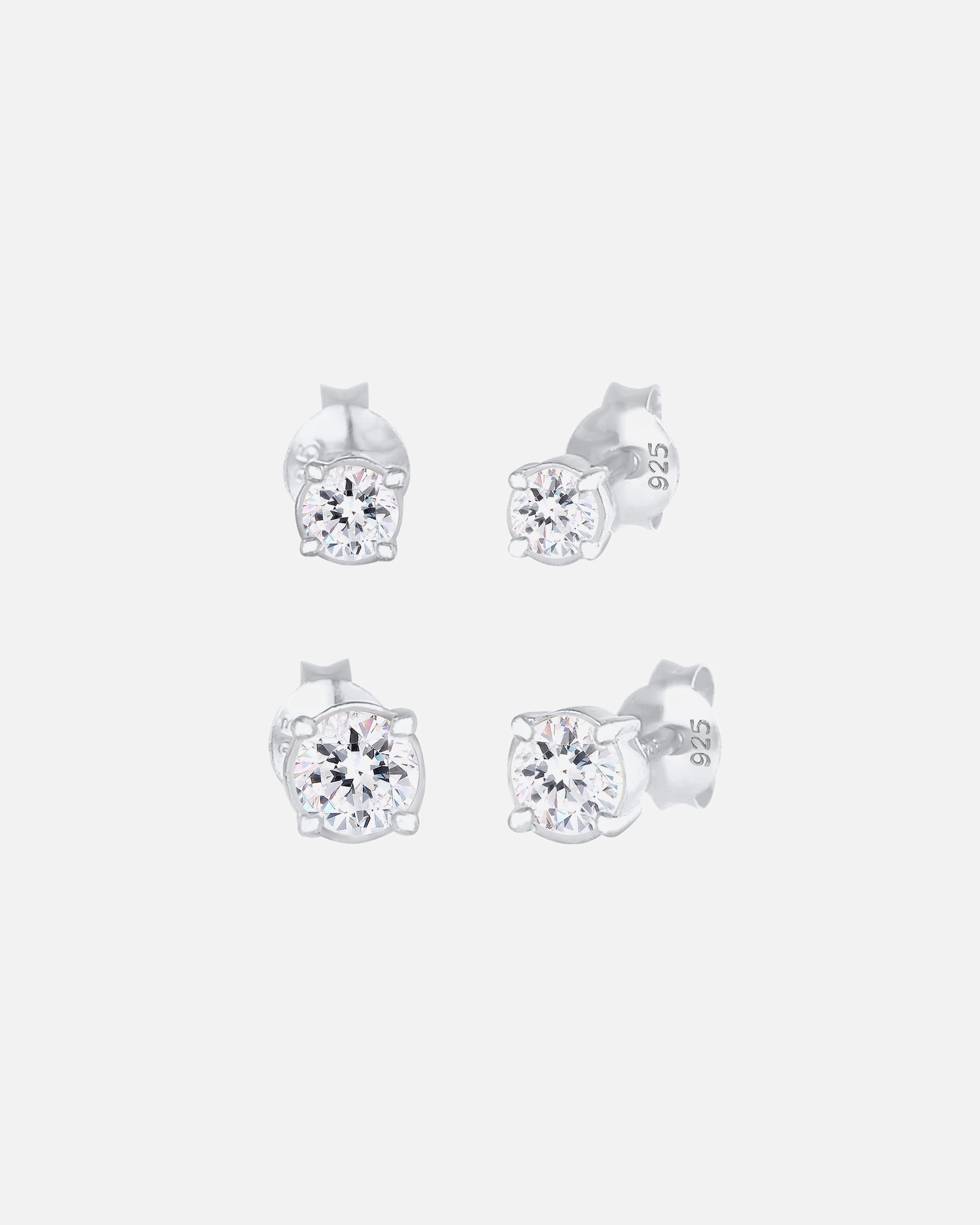 Orecchini a lobo da donna Elli, set da 2 con cristalli in argento sterling 925