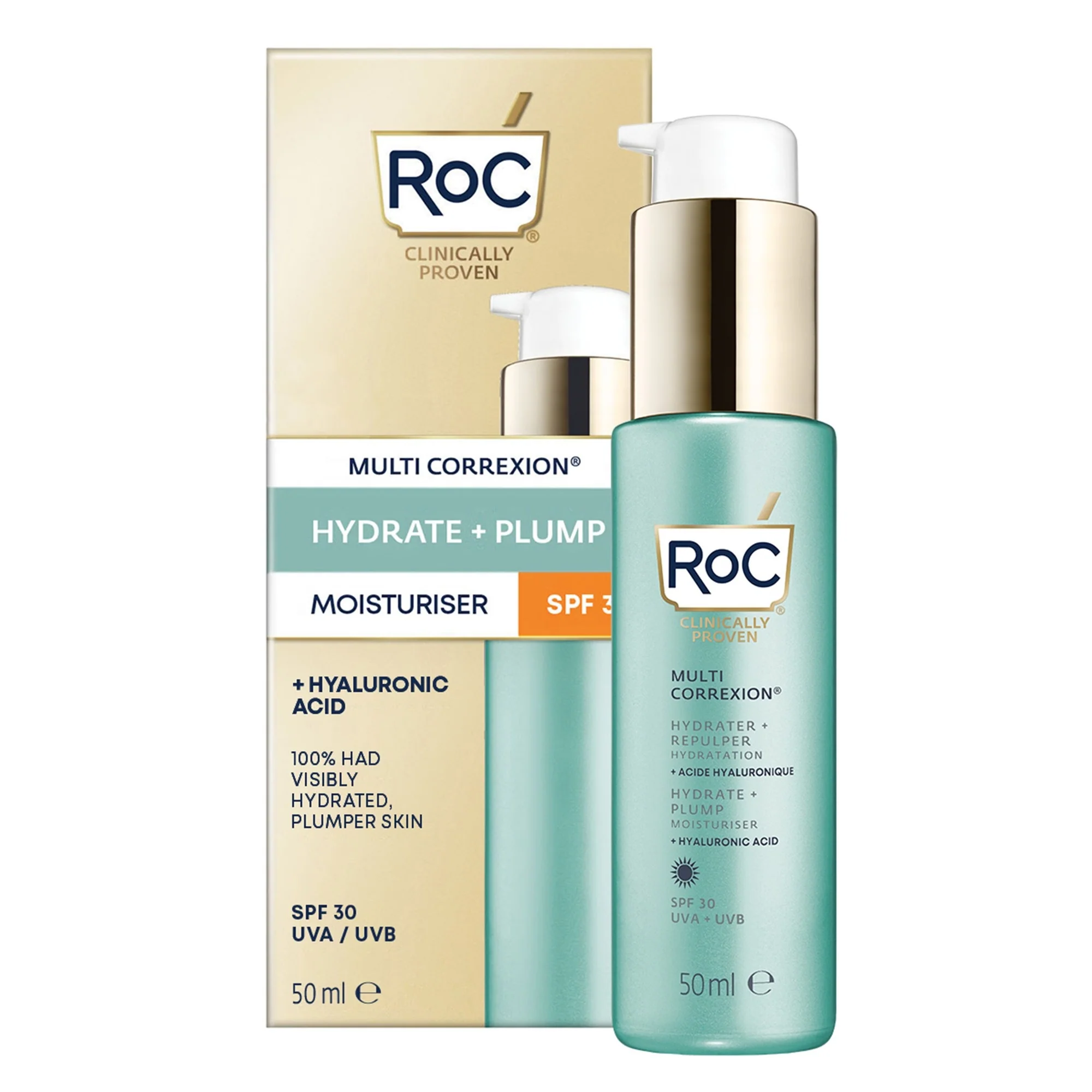 Crema hidratante facial Multi Correxion Hydrate + Plump con SPF30 - Crema hidratante de día, crema de día antiarrugas